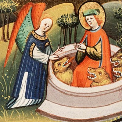 Daniel dans la fosse aux lions (Bible d’Utrecht, KB 78 D 38 I, F248v)