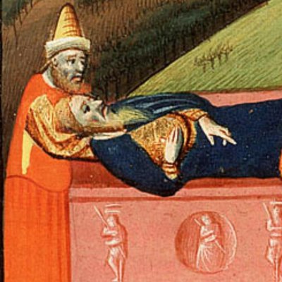 Les funérailles de Moïse (Bible d’Utrecht, KB 78D38 I, F130v)