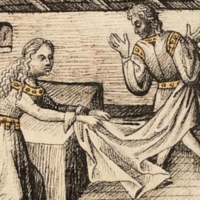 Joseph et la femme de Putiphar (Bible d’Utrecht, KB 78D38 I, F38r)