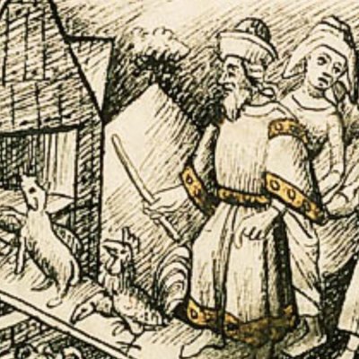 Noé fait entrer les animaux dans l’arche (Bible d’Utrecht, La Haye KB 78D38, f13r)