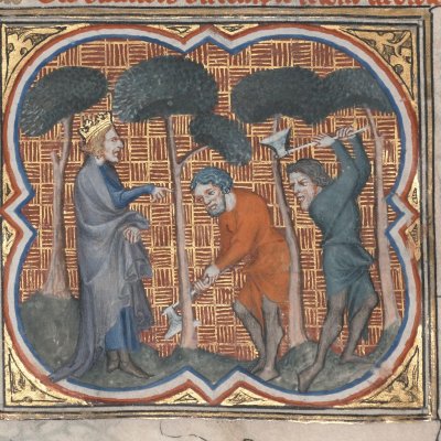Préparatifs pour la construction du Temple de Salomon (Bible historiale de Petrus Comestor, F156v) - Jean Bondol