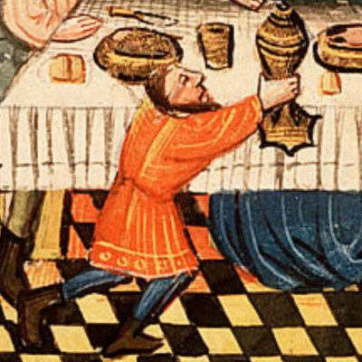 Le Banquet d’Esther et d’Assuérus (Bible d’Utrecht, KB 78D38 II, F15r)