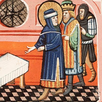 Daniel démasque les prêtres de Bel (Bible d’Utrecht, KB 78 D 38 I, F256r)