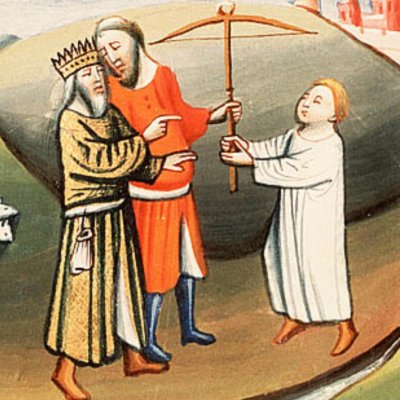 Jonathan avertit David au moyen de son arc (Bible d’Utrecht, KB 78 D 38 I, F171r)