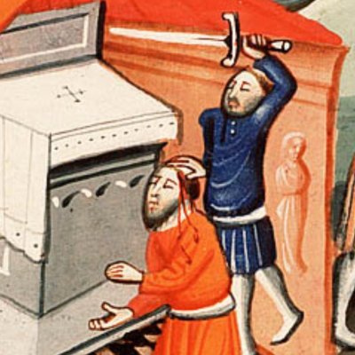 Salomon fait exécuter Joab et Shiméï (Bible d’Utrecht, KB 78 D 38 I, F194r)