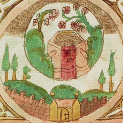 Hortus conclusus et Fons signatus (Speculum humanæ salvationis, KB 10 C 23, F7r)