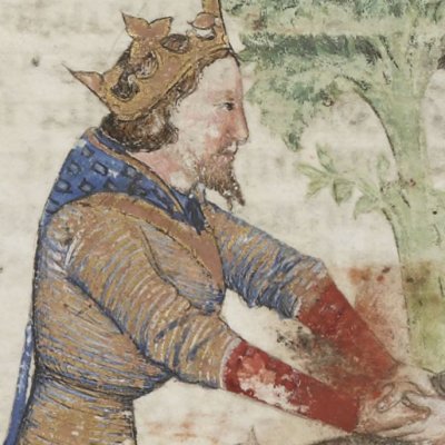 Le Congé d’Arthur près du château de Vagan (Lancelot 343, F°8v bas)