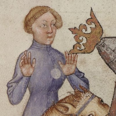 Baudemagu abattu pour avoir pris l’écu à croix vermeille (Lancelot 343, F°10r)