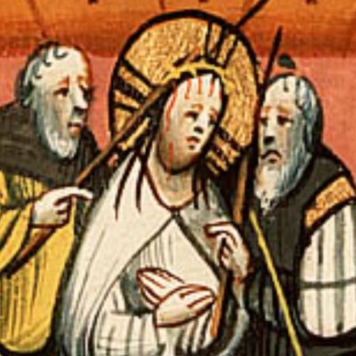 Le Christ couronné d’épines (Bible d’Utrecht, KB 78D38 II, F183v)