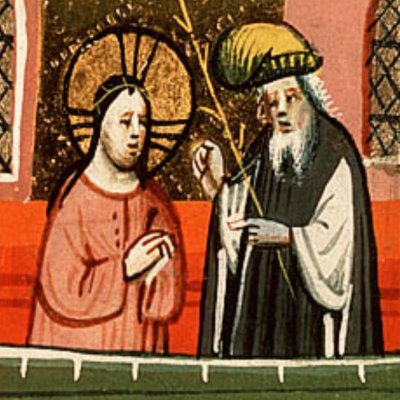 Le Christ devant Anne (Bible d’Utrecht, KB 78 D 38 II, F192v)