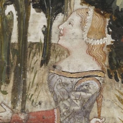 Une dame maléfique offre à Perceval un cheval noir (Lancelot 343, F°27r)
