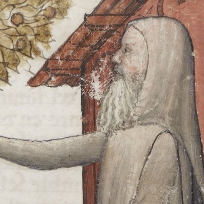 Bohort rencontre un religieux monté sur un âne (Lancelot 343, F°39r)