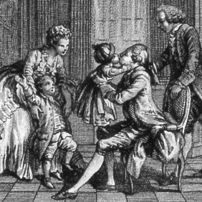 Les enfants embrassent Saint-Preux  (Nouvelle Héloïse, Londres [1781?] fig7) - Marillier