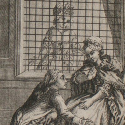 Valville & Mme de Miran dans le parloir (Vie de Marianne, 1782 fig2) - Chevaux