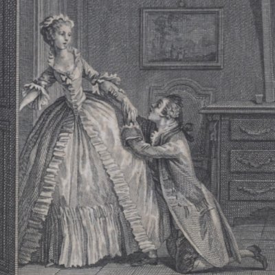 Lovelace supplie Clarisse (Œuvres choisies de Prévost, 1784 fig6) - Marillier
