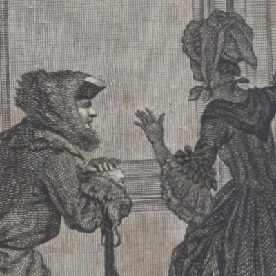 Lovelace déguisé devant Clarisse (Œuvres choisies de Prévost, 1784 fig9) - Marillier