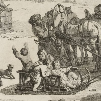 Traîneaux de Russie pour voyager en hiver (V. Sibérie Debure 1768) - Leprince
