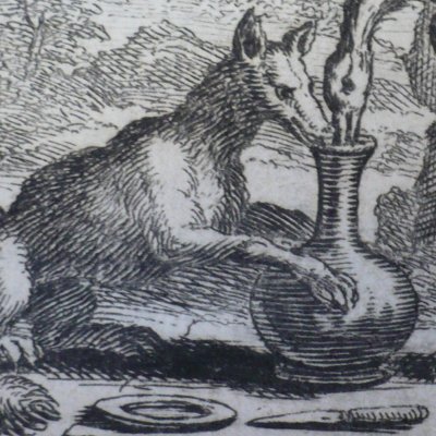 Le Renard & la cigogne (Fables de La Fontaine, Barbin, 1668) - Chauveau