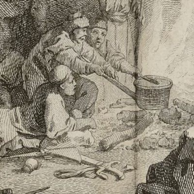 Halte de l’auteur dans les montagnes de Sibérie (Debure 1768) - Leprince