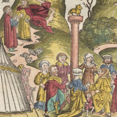 Danse autour du Veau d’or (Chron. Nuremberg) - Wohlgemut/Pleydenwurff