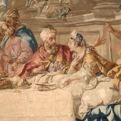The meal of Esther and Ahasuerus (Hermitage tapestry) - J.-F. de Troy