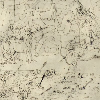 Les Centaures et la rivière de sang (Dante Enfer ch12) - Botticelli