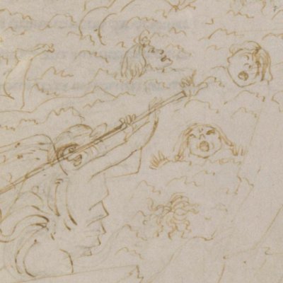 Les concussionnaires dans la poix bouillante (Dante, Enfer, ch21) - Botticelli