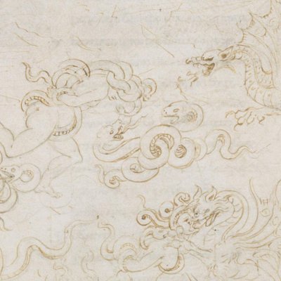 Des serpents lient les mains des voleurs (Dante Enfer ch24) - Botticelli
