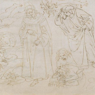 Les Traîtres, plaqués au fond gelé du puits (Dante Enfer ch32) - Botticelli