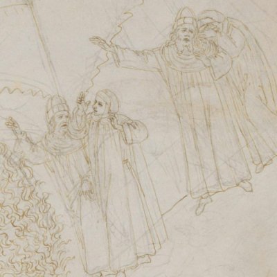 Virgile & Dante descendent le long de Lucifer (Dante, Enfer, ch34) - Botticelli