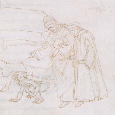Les Orgueilleux disent le pater sous des rochers (Dante Purg ch11) - Botticelli