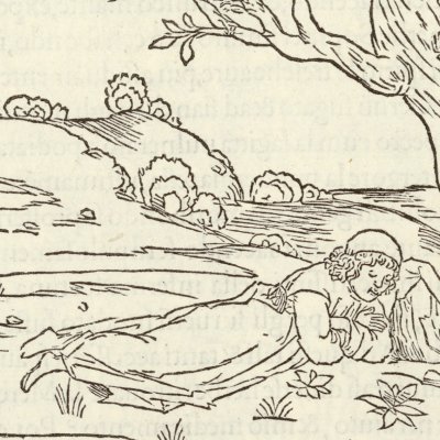 Poliphile s’endort (Hypnerotomachia 1499, p. 20)