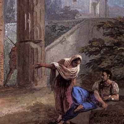 Lavandières dans une ruine antique - Clérisseau