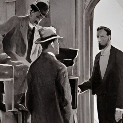 Barrymore et sa femme accueillent Sir Henry (Chien des Baskerville 1901) - Paget