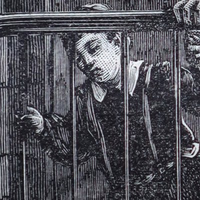 Toinon-la-Vertu et son fils à la porte de leur mansarde (Monsieur Lecoq, Boulanger, 1884, ép.23) - Lanos