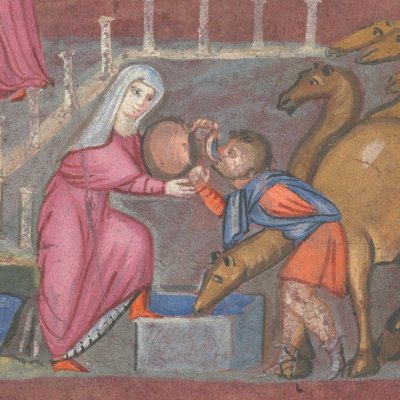 Rebekah and Abraham's servant (Genesis of Vienna)