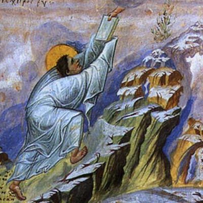 Moïse recevant les tables de la loi (Bible de Léon)