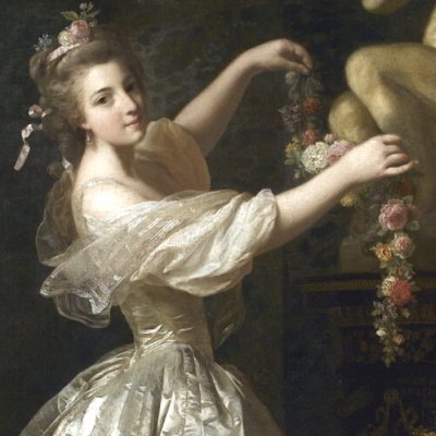 Jeune fille ornant la statue de l’Amour d’une guirlande de fleurs - Roslin