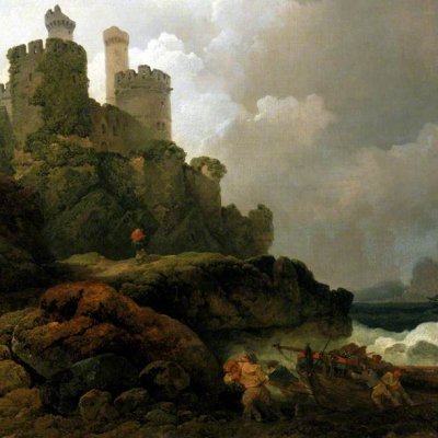 Hâlage d’un bateau de pêche près de Conway Castle - Loutherbourg