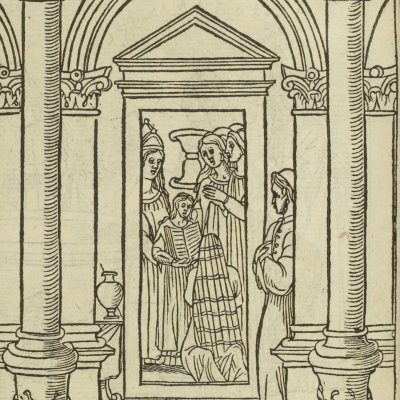 Polia à genoux (Songe de Poliphile, 1546, F77v) - Jean Goujon