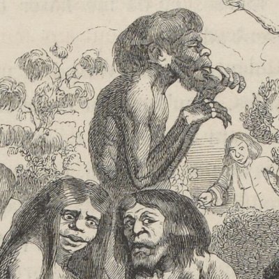 Gulliver découvre les Yahous (Gulliver, Garnier 1838) - Granville