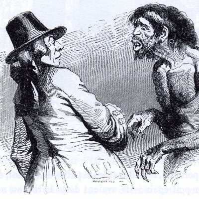 Face à face avec un Yahou (Gulliver, Garnier 1873) - Granville