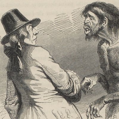 Face to face with a Yahou (Gulliver, Garnier 1873) - Granville