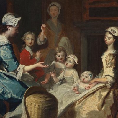 Pamela raconte une histoire à ses enfants - Joseph Highmore