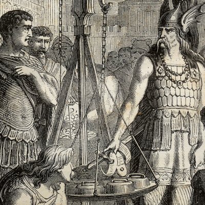 Brennus met son épée dans la balance (H. Martin, Hist. de France, 1886) - Belin