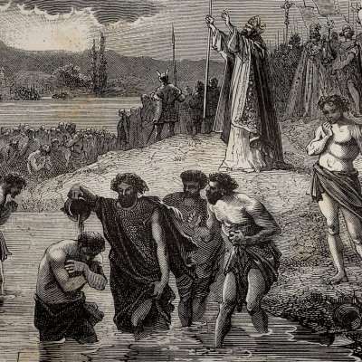 Charlemagne fait baptiser les Saxons (H. Martin, Hist. de France, 1886) - Bayard