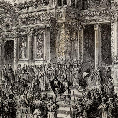 Pénitence de Raymond VI à St-Gilles (H. Martin, Histoire de France, 1886) - Thorigny