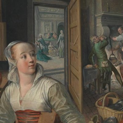 Scène de cuisine avec Jésus chez Marthe et Marie (le Feu) - Beuckelaer