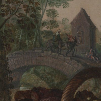 Scène de marché avec la fuite en Égypte (la Terre) - Beuckelaer