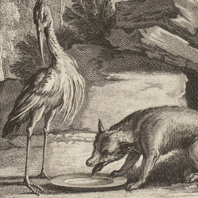 Le renard et la cigogne, 1ère pl. (La Fontaine, Desaint & Saillant 1755) - Oudry